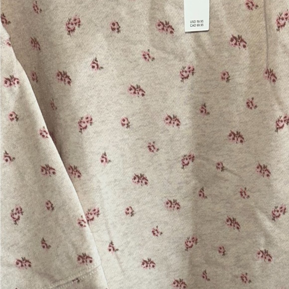 Aerie Beige and Pink Floral Crew Neck Sweater Large BNWT - Picture 5 of 5